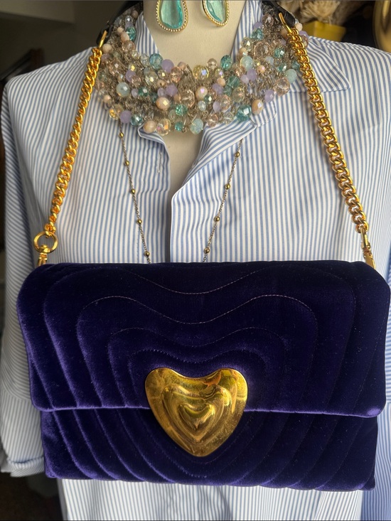 Escada Handbags - Almost new Escada Luxury Velvet Heart-Accent Shoulder Bag in Deep Purple
